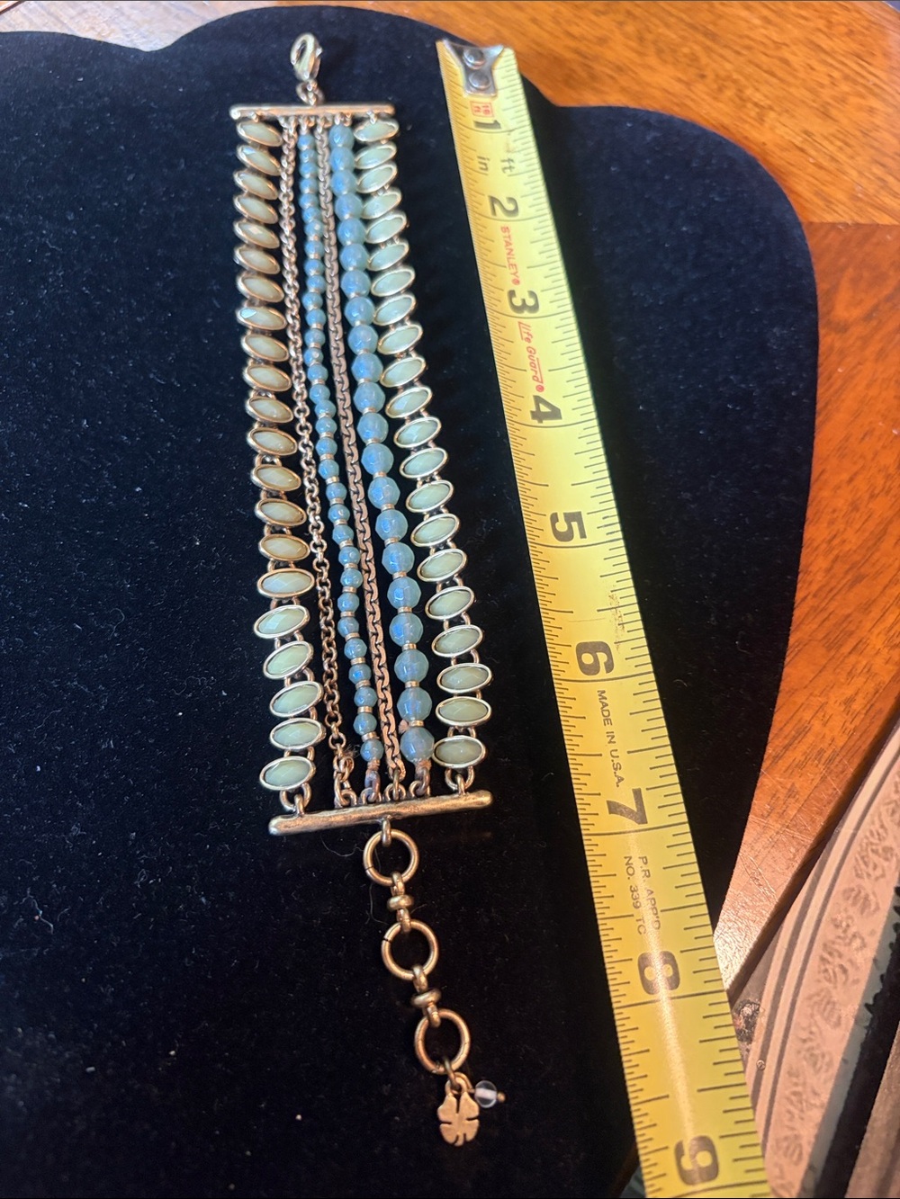 Lucky brand Multi-Strand Aqua Bead and Gold-Tone Bracelet
